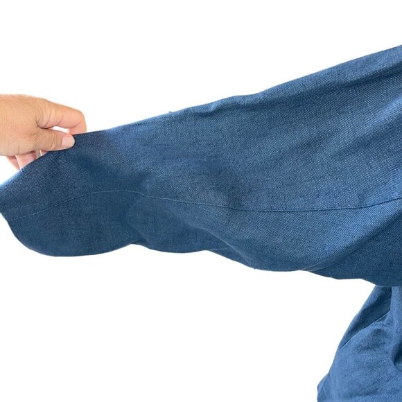 Finity Vintage 1980s Womens Blazer Size 12 Blue Pockets Pure Linen USA - Picture 3 of 10